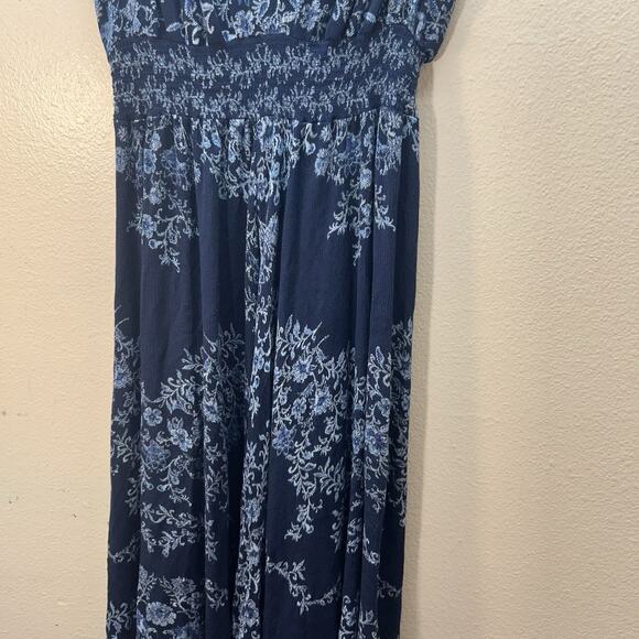 Bila Floral Gauze Maxi Long Dress Women S Handkerchief‎ Hem Boho Hippie Smocked - Picture 6 of 10